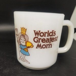 Glasbake Milk Glass Mug World's Greatest Mom